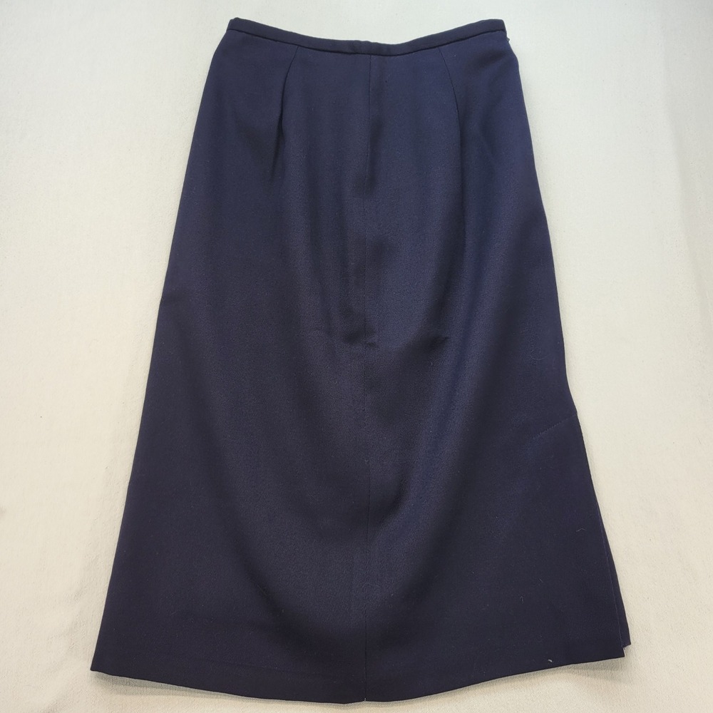 Lauren Ralph Lauren Skirt Womens 4 Navy Blue Wool Pencil Midi Side Slit USA Made